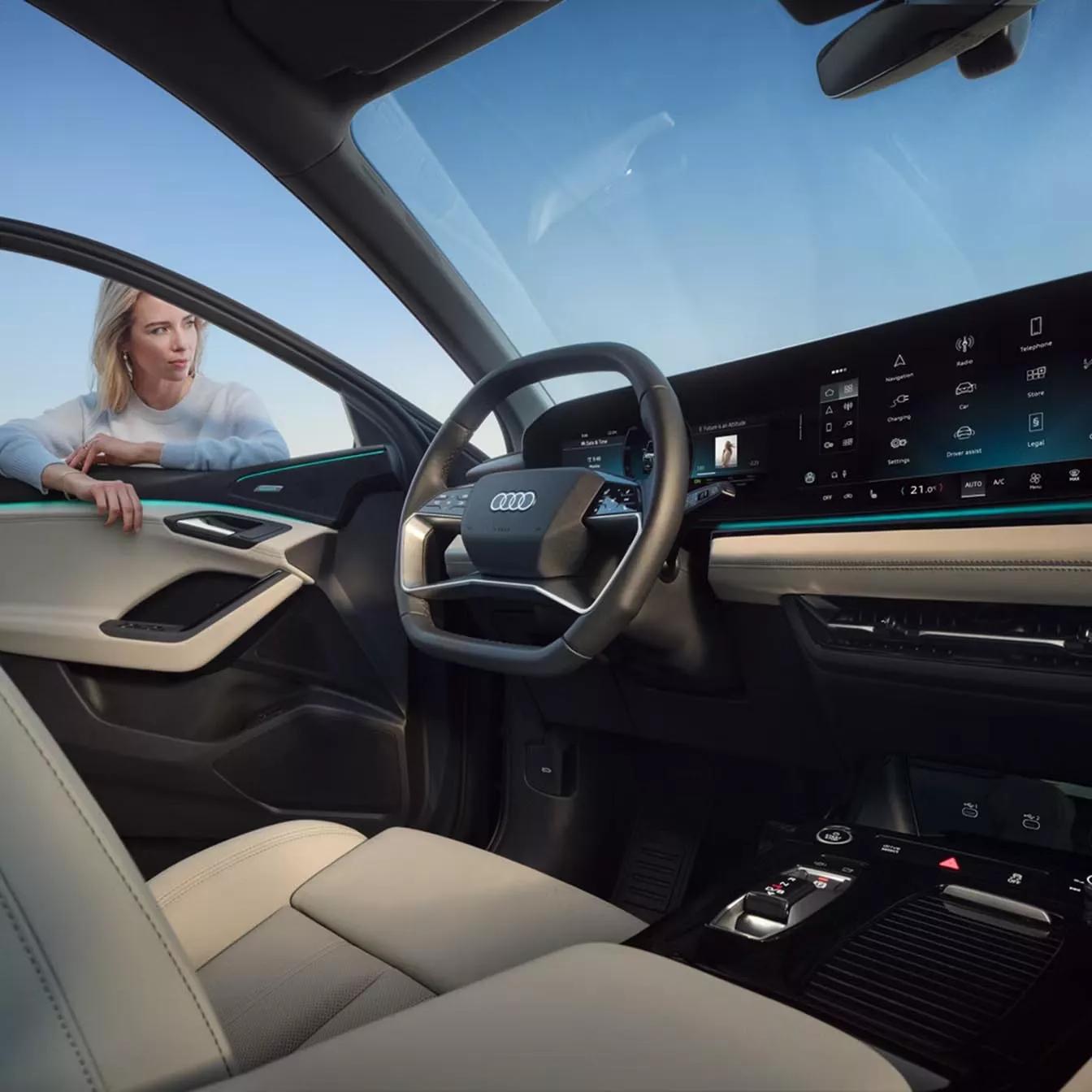 audi q6 e-tron sportback interieur wit beige bekleding